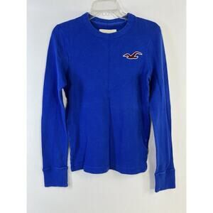 Hollister Vintage Y2K Blue Long Sleeve Long Length Rib Knit Top Sz M Bella Swan